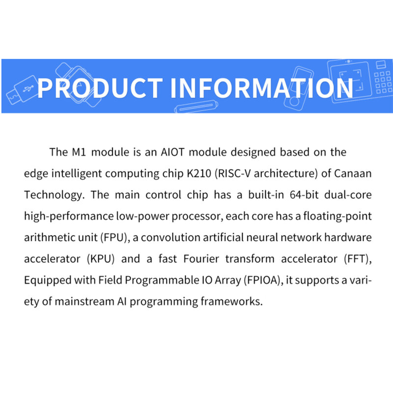 Placa de desenvolvimento para Sipeed Main M1 Module, AI + Lot, K210 Construído em FPU, KPU, FFT, Deep Learning