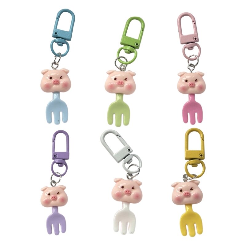 돼지 포크 모양의 키 체인 랍스터 걸쇠와 동물 열쇠 고리 펜던트 다채로운 열쇠 고리 세련된 지갑 핸드백 드롭 배송