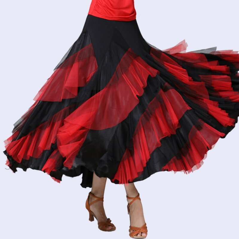 Faldas de baile de salón para mujer, traje de actuación de Tango, estándar nacional, Vals, Moderno