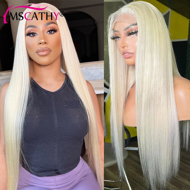 White Blonde Human Hair Wig 13x4x1 Straight HD Lace Frontal Wigs for Women Pre Plucked Brazilian Cosplay Wig Natural Hairline