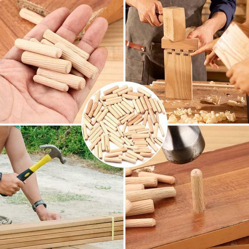 Drewniane kołki różnych rozmiarów 90 szt. M6 M8 M10 drewniane kołki okrągłe twarde drewno wielokrotnego użytku proste rowki zdejmowane meble