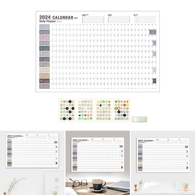 Kalender für den Kühlschrank, jährlicher monatlicher Schreibtischkalender 2024, Kühlschrankkalender für Zuhause