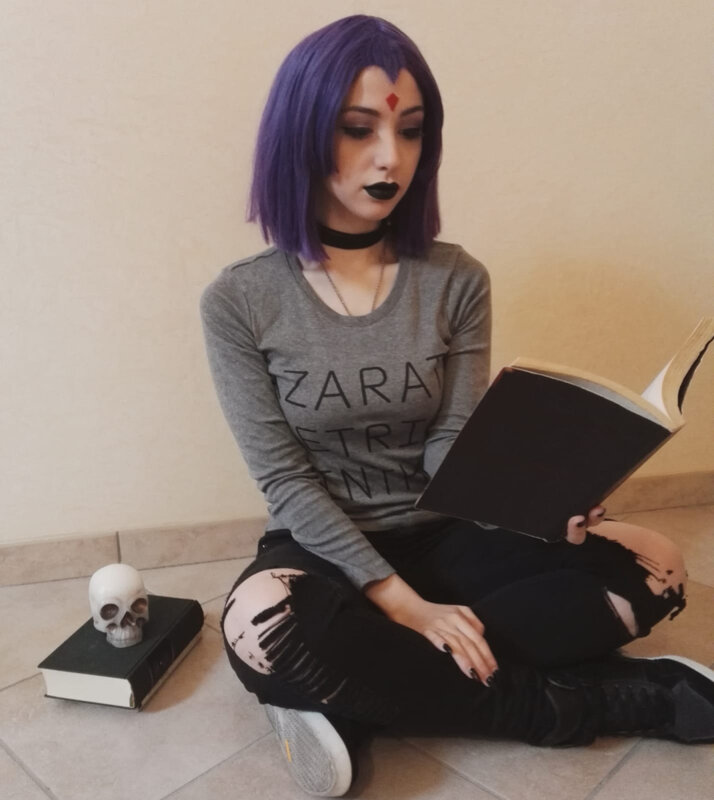 Short Purple cosplay wig for Super Heroine Raven