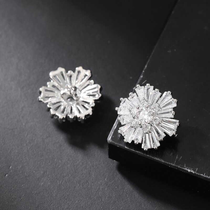 652F 1pair Flower Alloy Rhinestone Buttons Sewing Decorative Buttons DIY Crafts Supplies Flower Crystal Rhinestone Buttons