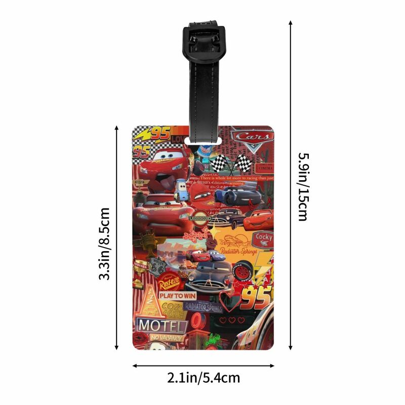 Lightning McQueen Cars Cartoon Luggage Tag Travel Bag Suitcase Privacy Cover Name ID Card