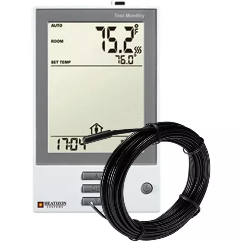 Il sistema di riscaldamento a pavimento elettrico HEATWAVE 100 Sqft 120V include un termostato GFCI programmabile per eventi 7 giorni/4