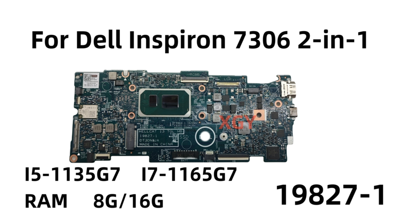 Dell-inspiron 7306 2-in-1ラップトップマザーボード、19827-1、0xy6w9 0、fcdvh I5-1135G7、I7-1165G7、ram 8g、16g、テスト済み、完璧