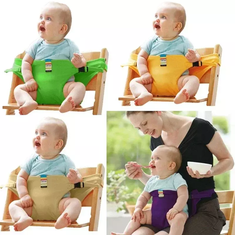 Kursi bayi lipat tali kursi tinggi portabel, kursi penutup makan anak bayi dapat dicuci dengan sabuk pengaman