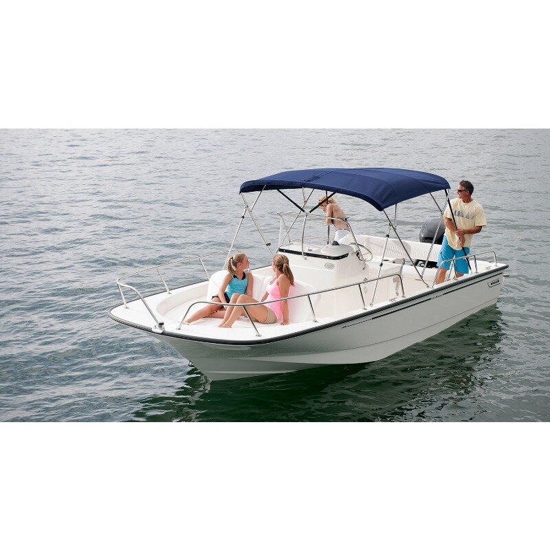 Atas Bimini 3 busur untuk perahu kanvas naungan matahari kanopi perahu biru 600D solusi-Dyed poliester kanopi perahu dengan Anodized tabung aluminium