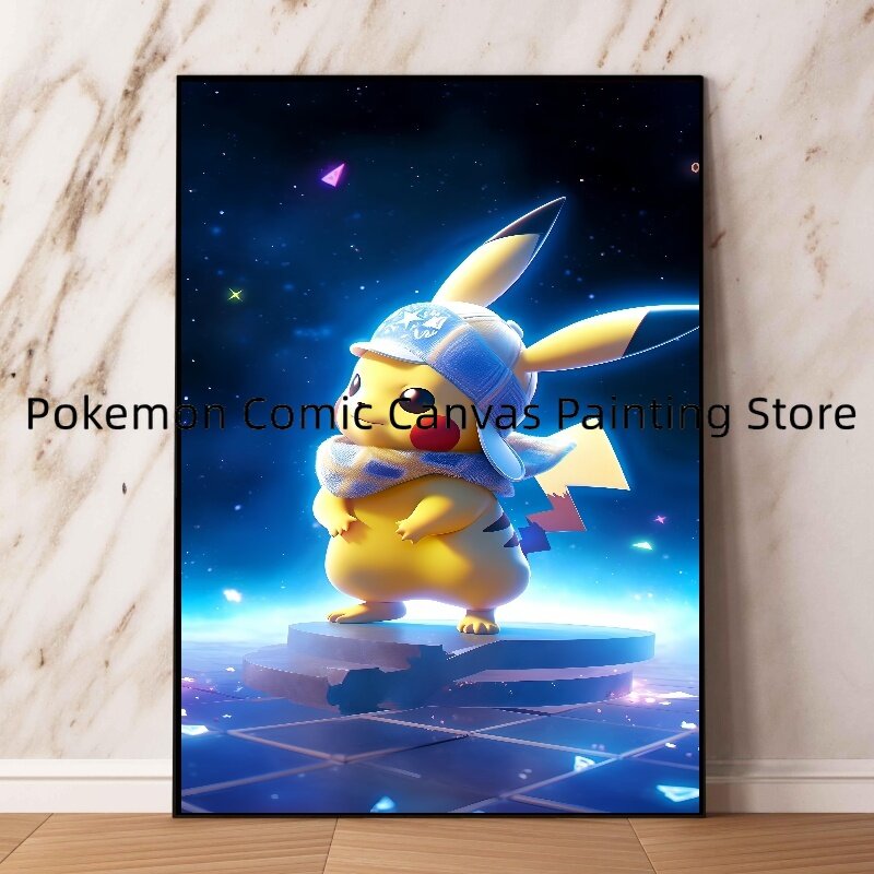 Canvas Painting Pokemon Anime Starry Sky Pikachu Watercolor HD Poster and Prints Wall Art Picture of Living Room Children's Gift