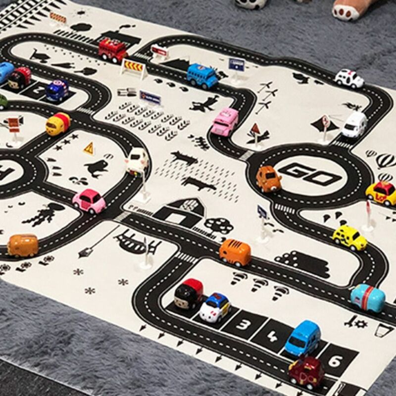 Mapa rodoviário do carro Playmat para crianças, Esteiras de escalada do carro, Sinais de trânsito, Tapete de estacionamento, Brinquedos DIY