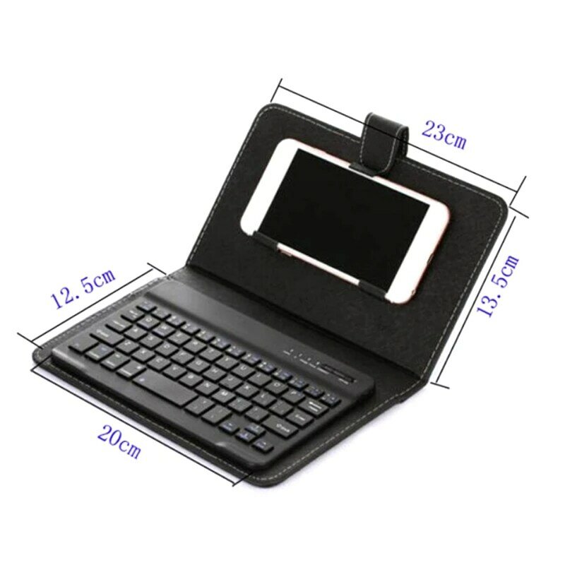 Miniteclado inalámbrico con Bluetooth y Funda de cuero PU para Smartphone y tableta, recargable, duradero, 4,5-6,8 pulgadas