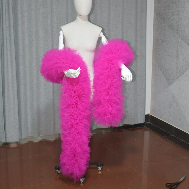 Mode Bühne Ball Party Club Braut Tüll Boa Rüschen Schal Wrap benutzer definierte Farbe Hochzeit Accessoires Achsel zucken für Frauen