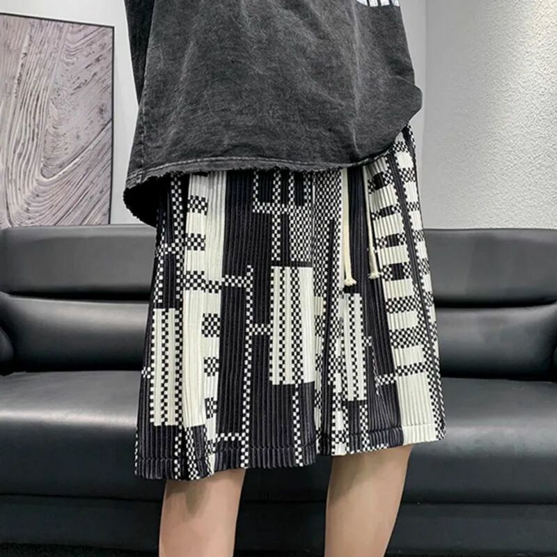 Letnie męskie spodenki moda Retro Casual koreańskie luźne proste spodenki plażowe ponadgabarytowe Harajuku Streetwear szerokie nogawki