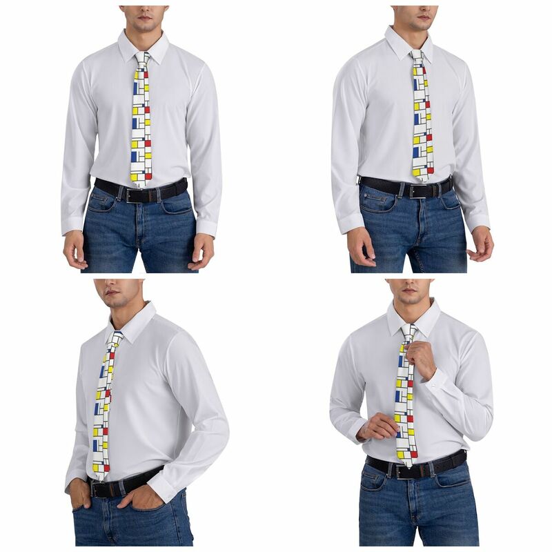 Corbatas modernas minimalistas de Mondrian para hombres, corbata de cuello de boda a cuadros, arte de seda personalizado, Color