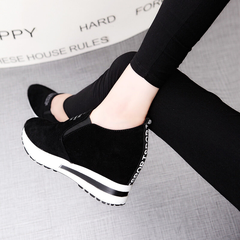 Zapatos informales para mujer, zapatillas gruesas con plataforma para caminar, mocasines informales de PU a la moda, talla 35-41, otoño