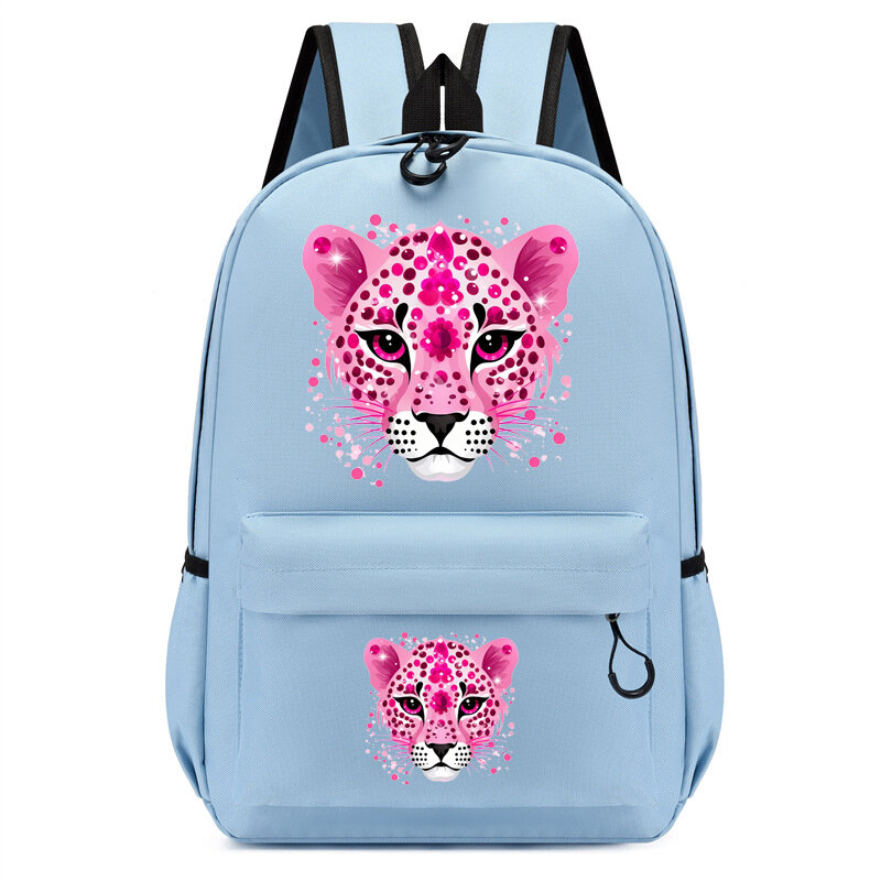 Children Bagpack Beautiful Leopard Print Backpack Kindergarten Schoolbag Kids Cartoon Anime Pink Girl Bookbag Travel Mochila