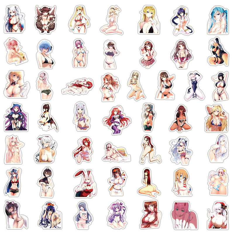Hentai Anime Girl Waifu Dos Desenhos Animados Adesivos, Impermeável, Sexy, DIY, Decalques, Skate, Telefone, Laptop, Adesivo Adulto, 10 Pcs, 30 Pcs, 50 Pcs, 100Pcs