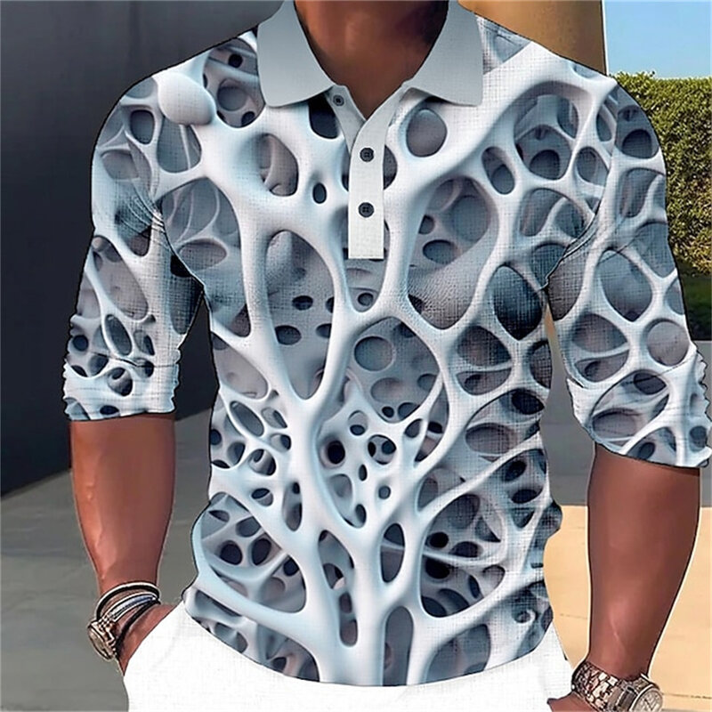 موضة الرجال بولو قميص ثلاثية الأبعاد شريط تي شيرت بلايز الصيف قصيرة الأكمام بولو قميص ملون نمط تيز ملابس رجالية عادية