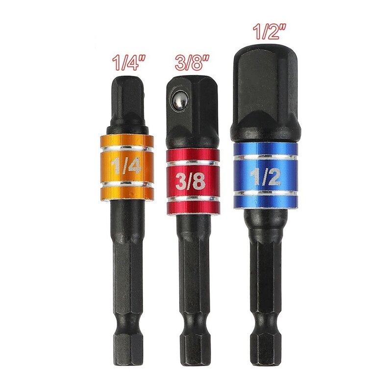 1Pc Drill Socket Adapter 1/4 3/8 1/2 6.35mm Hex Shank Extension Bar For Electric Impact Wrench Driver Power Tools Accessories