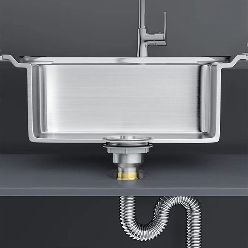 Aço inoxidável Sink Drain Pipe, Copper Cap, Acessórios universais, Conjunto completo de cozinha