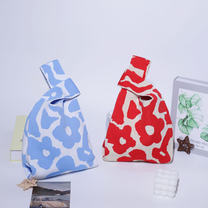 Bolso de mano de punto grande hecho a mano para mujer, bolsa de muñeca femenina, diseño de nicho informal, bolso de compras reutilizable para estudiantes