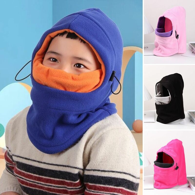 Boys Girls Fleece Thermal Ski Mask Hood Cap Full Face Balaclava Hat Children Cap
