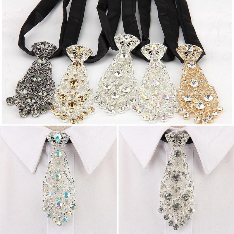 Corbatas de diamantes de Metal de lujo, accesorios de mano de obra fina para bodas, fiestas, alfiler de solapa, accesorios de moda