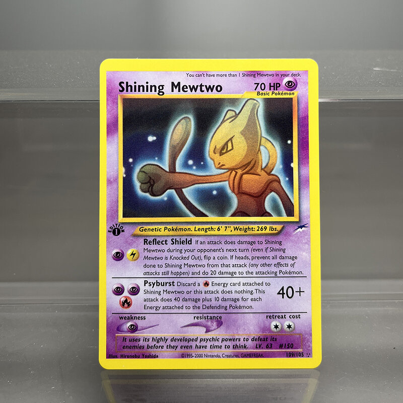Pokemon Neo Series Holography Cards, Shining Mewtwo, Lugia Jumpluff, Blissey Game Collection, PTCG Proxy Cards, Kids Toys