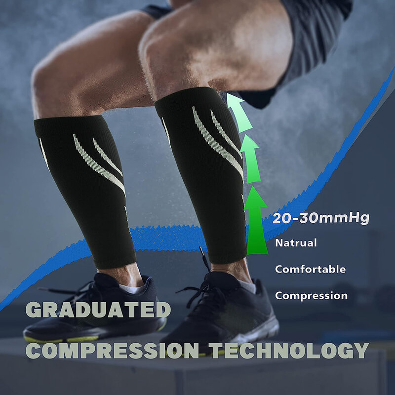 1Pair Calf Compression Sleeve Men & Women -20-30mmHg Shin Splint Compression Sleeve Recover Varicose Veins,Torn Calf,Pain Relief