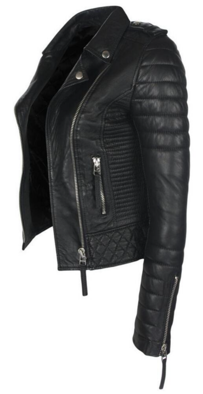 Damska skórzana kurtka pikowana czarna jagnięca skóra projektant mody oryginalne płaszcz skórzany