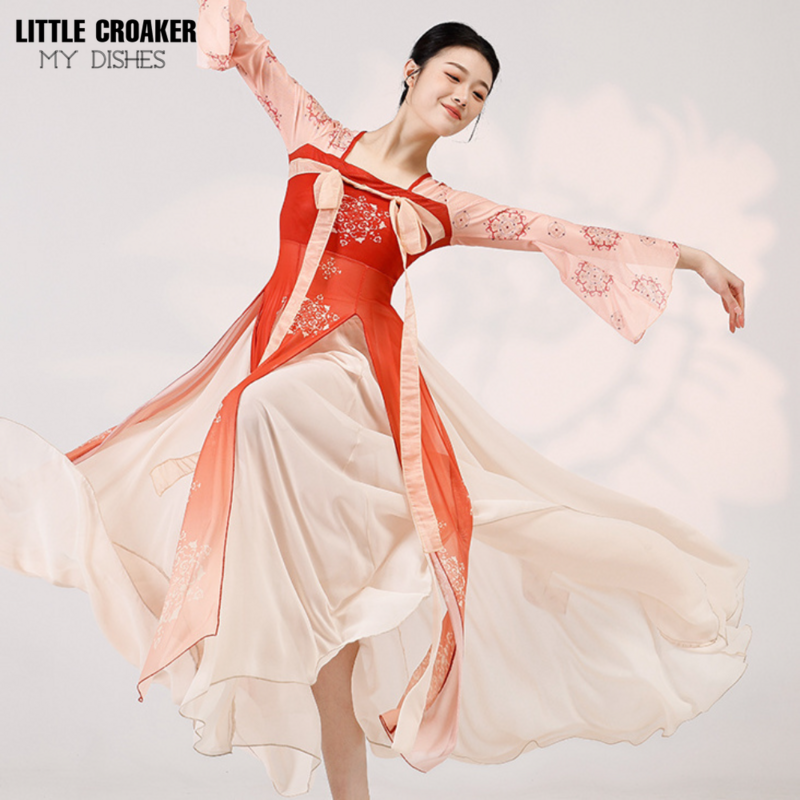 Disfraz de actuación de baile clásico para mujer, vestido de gasa Hanfu de bailarina de la Dinastía Han Tang, traje de baile chino
