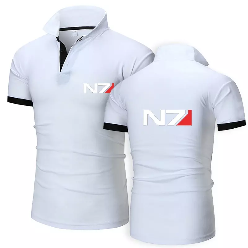 N7 efek massa 2024 pria baru musim panas kualitas tinggi cetak kaus Polos atasan kaus Bisnis berongga lengan pendek