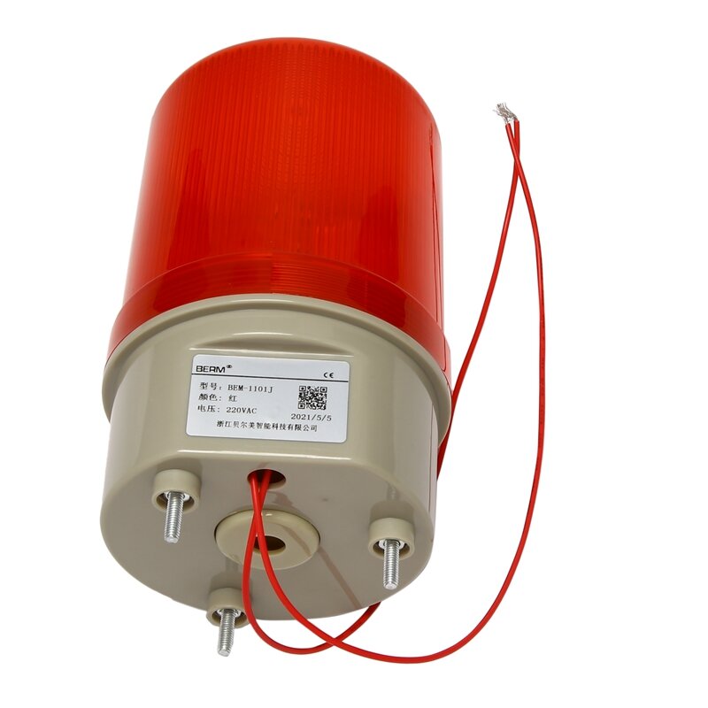 Lampu Alarm suara berkedip industri, BEM-1101J 220V lampu peringatan LED merah sistem Alarm akustik dengan lampu darurat berputar