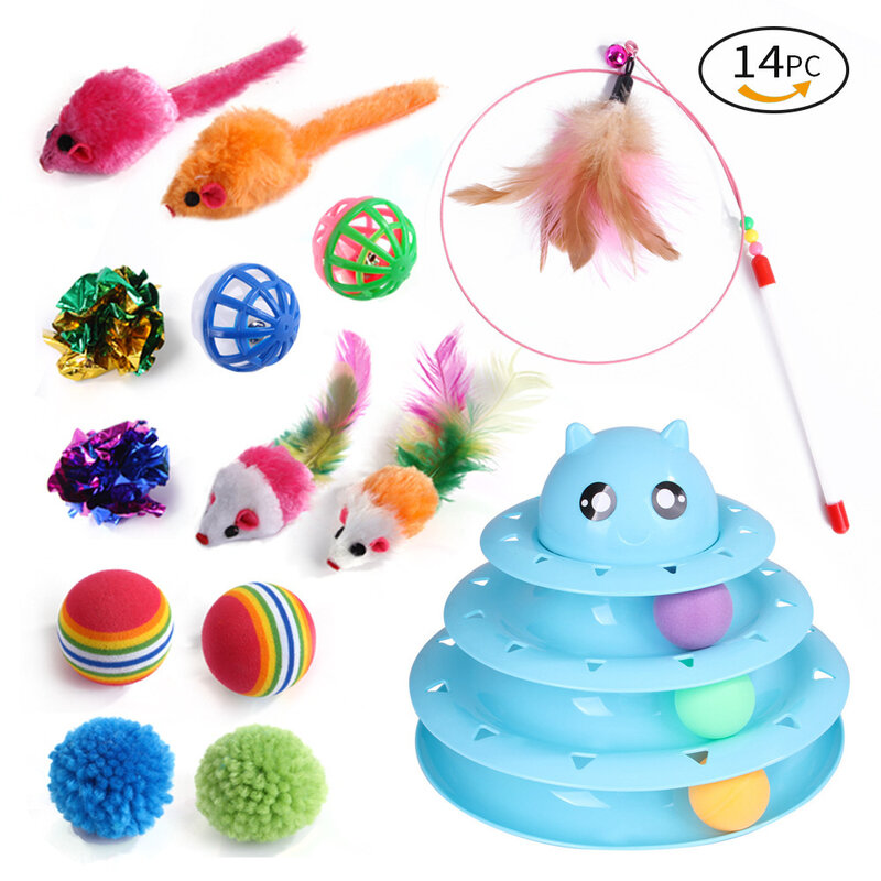 DualPet Kitten Toys Variety Cat Toy Combination Set Cat Toy Funny Cat Stick Sisal Mouse Bell Ball Cat Supplies 20 Piece Set