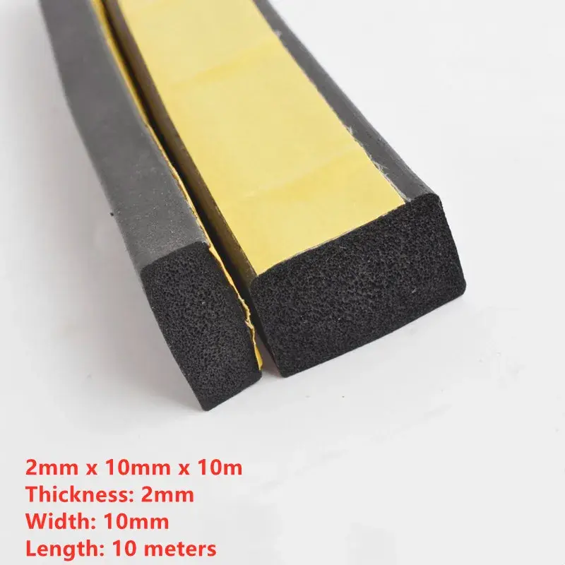 Auto-adesivo Rubber Sponge Seal Strip, Width10-30mm Thick, 2-20mm, Single Sided, EVA Black Foam, Anti-Collision Seal Gasket