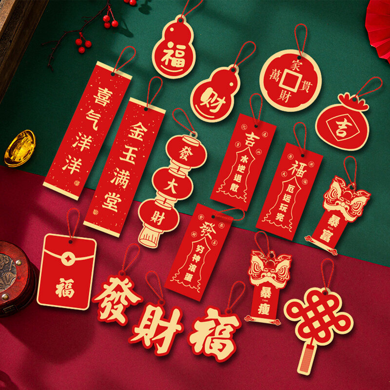 2022 Tiger capodanno decorazione carta ciondolo Tag carte primavera Festival Decor stile cinese ornamenti appesi porta finestra Decor