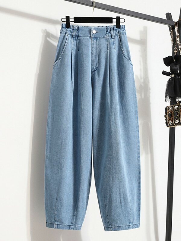 Женские повседневные джинсы, Новое поступление 2022, уличная одежда в Корейском стиле, универсальные свободные женские джинсовые брюки до щиколотки с высокой талией, B2051