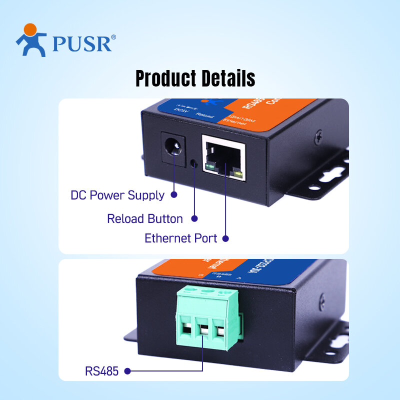 PUSR-convertidores RS485 a Ethernet, dispositivo Serial, servidor Modbus RTU a TCP USR-TCP232-304