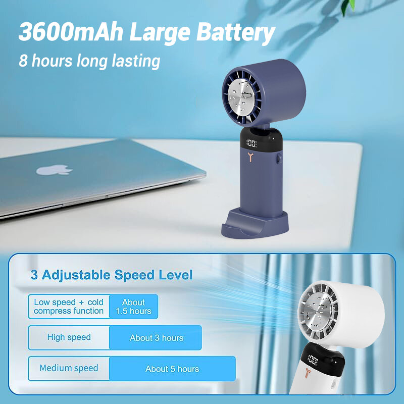 Xiaomi New Portable Hand-Held Fan LED 3600mAh USB Chargeable Air Cooler Folding Mini Electric Fan Small Pocket Air Conditioner