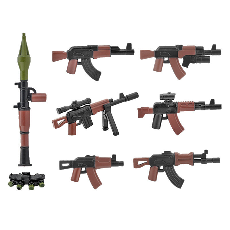 WW2 Soldat Figuren Waffen Bausteine WW2 Sowjetunion Armee Zwei Farbe Pistolen RPG Stadt Polizei Militärische Ziegel Spielzeug Für kinder