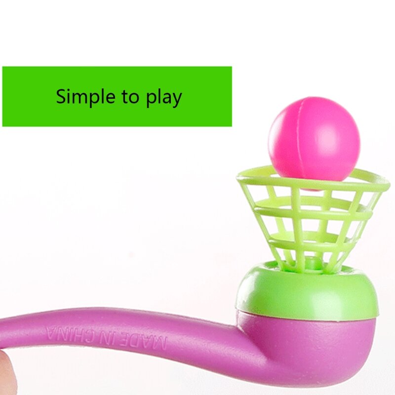 Tubo plástico soprando jogo bola bola flutuante fácil soprando presente crianças da criança