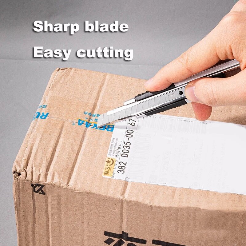 Deli 10 pz/scatola lama per coltello 18mm larghezza lame in metallo SK5 per la scuola di casa fornitura Art Craft Paper Box taglio Utility Knife Tool