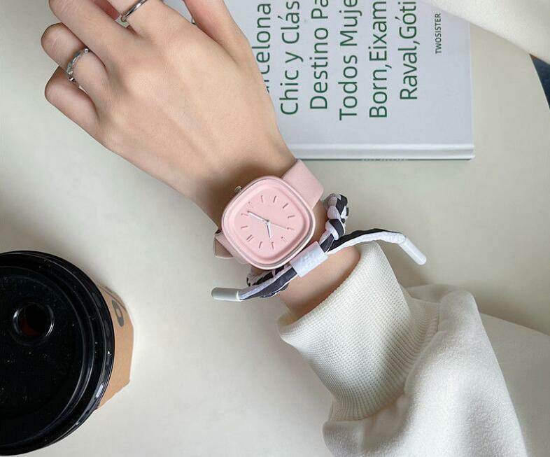 Foreign trade popular macaron color square atmospheric men's and women's watches sports leisure watches