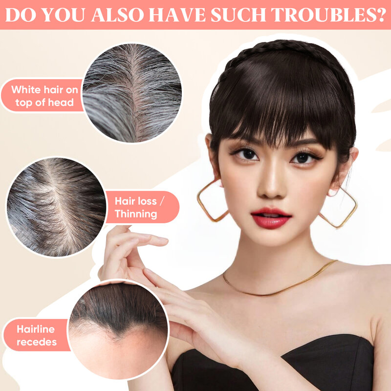 Premium syntetyczne naturalne włosy tępe frędzle bez długich boków sztuczne warkocz grzywka codzienne przedłużanie włosów huk dla kobiet B11