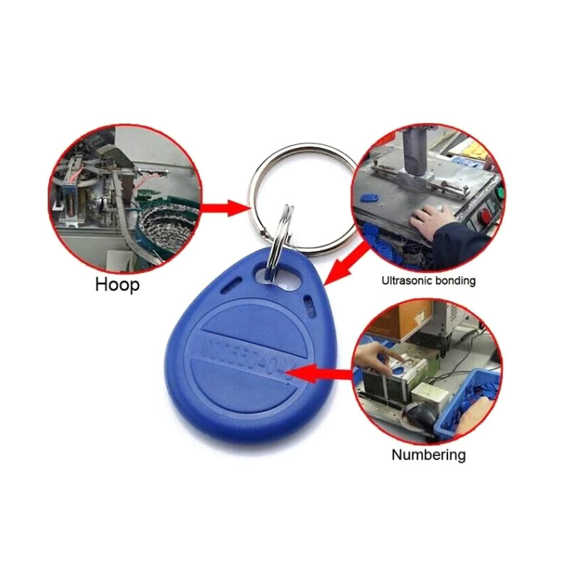 Tag RFID regravável e gravável pode copiar EM4100, proximidade Token Keyfobs, Keyfobs aleatórios, 125kHz, 5pcs