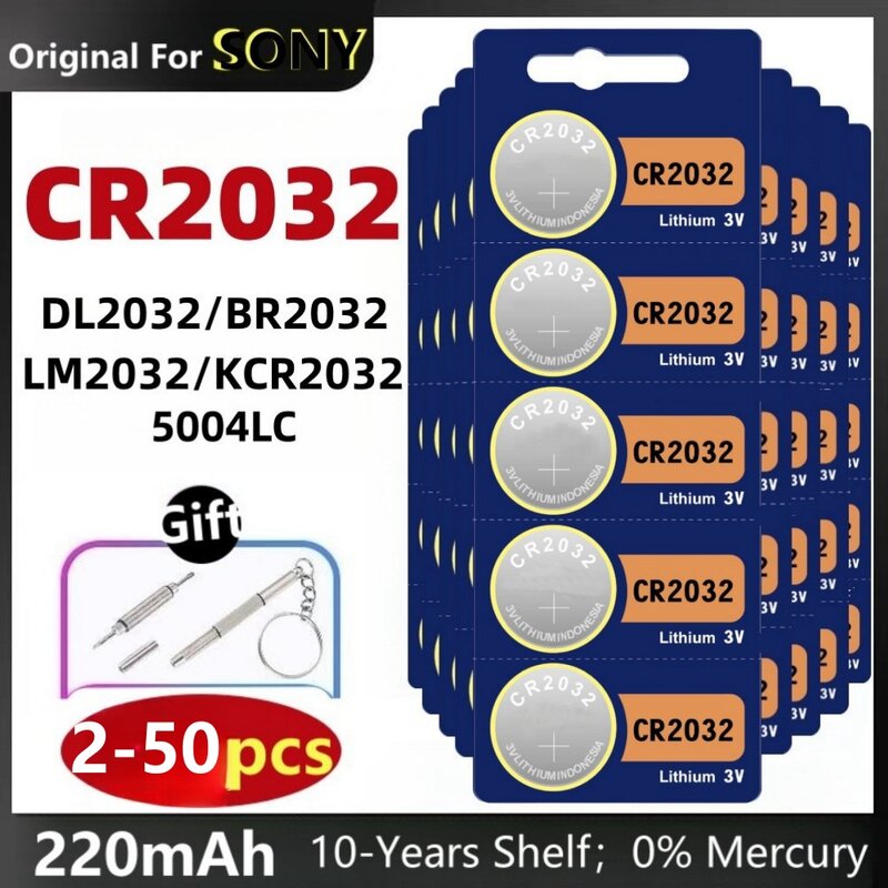 Original Button Cell Battery para Sony, Relógio, Brinquedos, Controle Remoto, Computador, Calculadora, Controle, Relógio, CR2032, CR2032, 2-50Pcs
