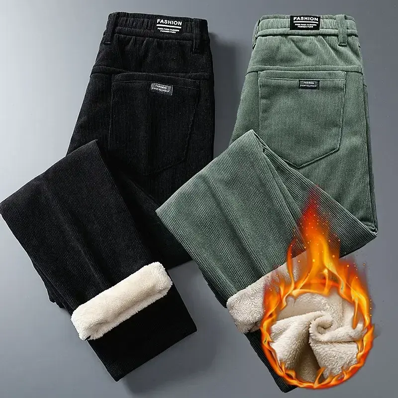 2024 Winter Lambswool Warm Thicken Sweatpants Men Fashion Joggers Water Proof Casual Pants Men Brand Plus Fleece Trousers