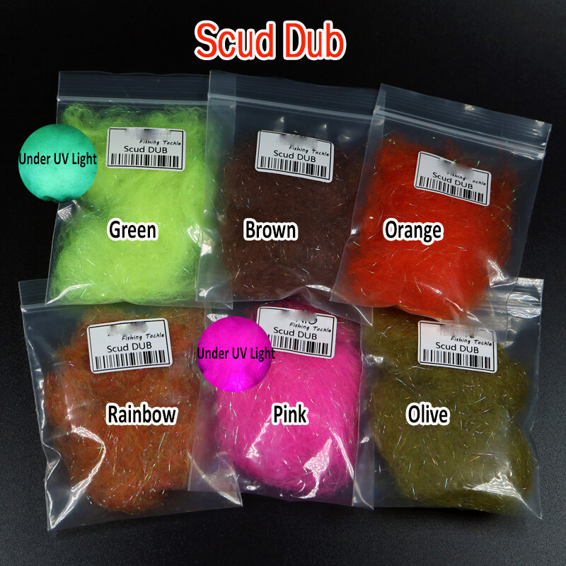 Wifreo-Ice Dub Scud Dub pour Nymph Scuds, Ice Wing Fiber, Florax Material, Flash Rotterdam Kle Addding Blending Material, 2 Sacs