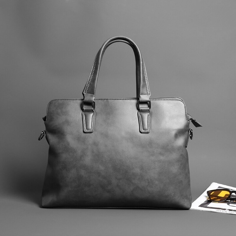 Деловой серый мягкий кожаный портфель для мужчин, роскошные сумки, Высококачественная сумка-мессенджер на плечо, мужские Офисные сумки для ноутбука